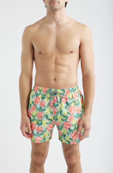 Citrus Disco Print Swim Trunks