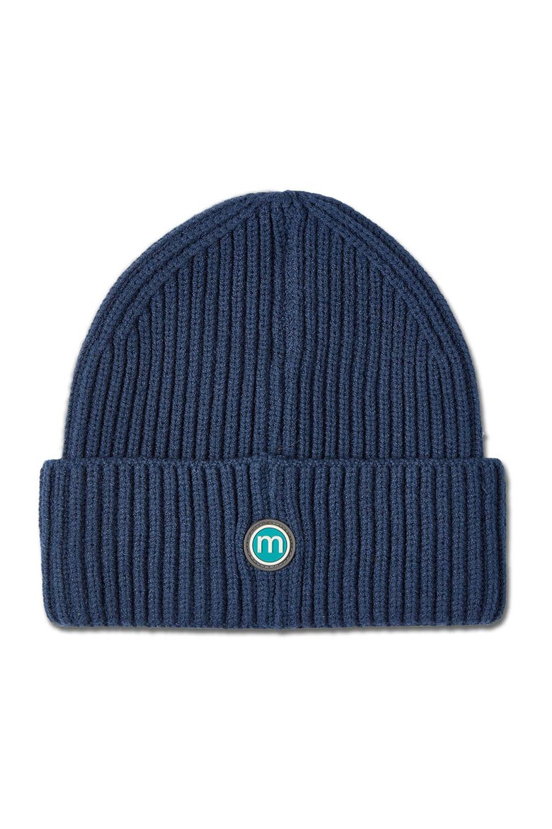 Ribbed Yarn-Embroidered Beanie, Alternate, color, Blue