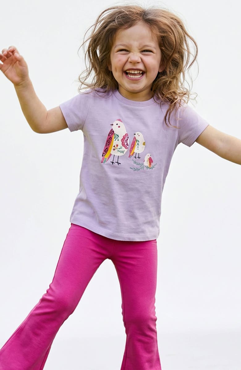 Mightly Organic Cotton Girls Short Sleeve Graphic T-Shirt 2-pack, Alternate, color, Bird Song