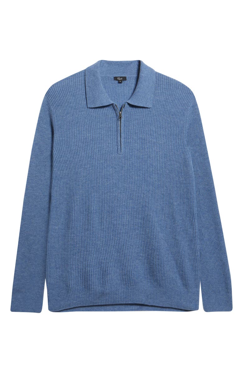 Rails Monty Ribbed Merino Wool Quarter Zip Polo Sweater, Alternate, color, Cerulean Melange