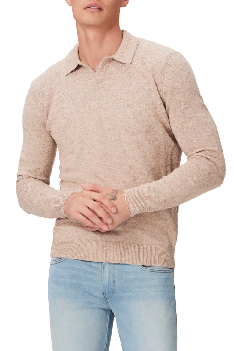 Valdez Cotton & Linen Polo Sweater, Main, color, CLOUDED SUNRISE MULTI