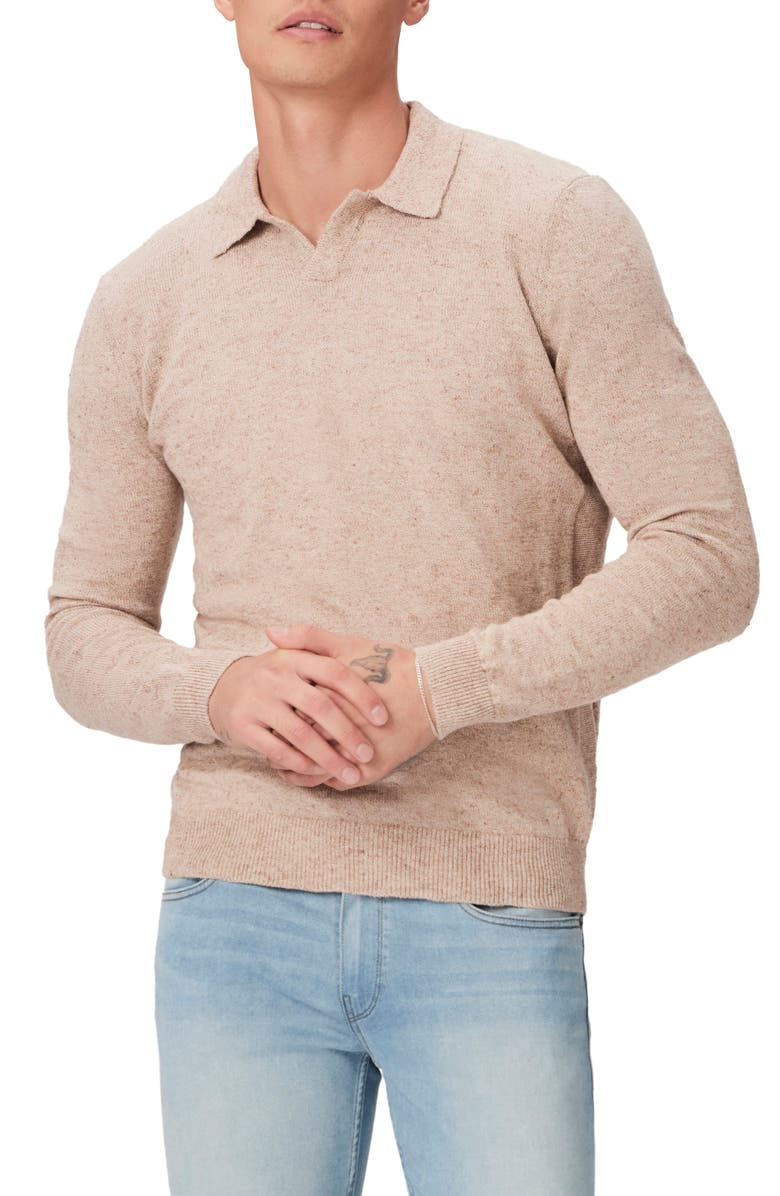 PAIGE Valdez Cotton & Linen Polo Sweater, Main, color, Clouded Sunrise Multi