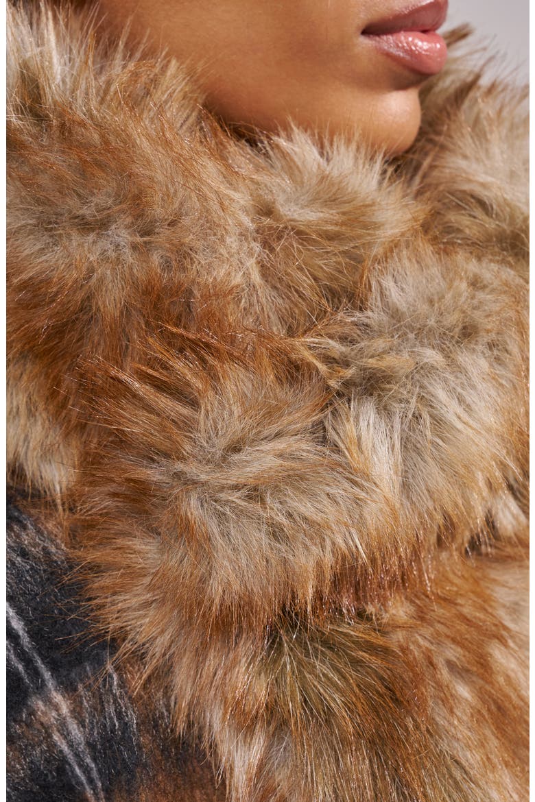 Maddy Faux Fur Trim Bomber Jacket, Alternate, color, BROWN