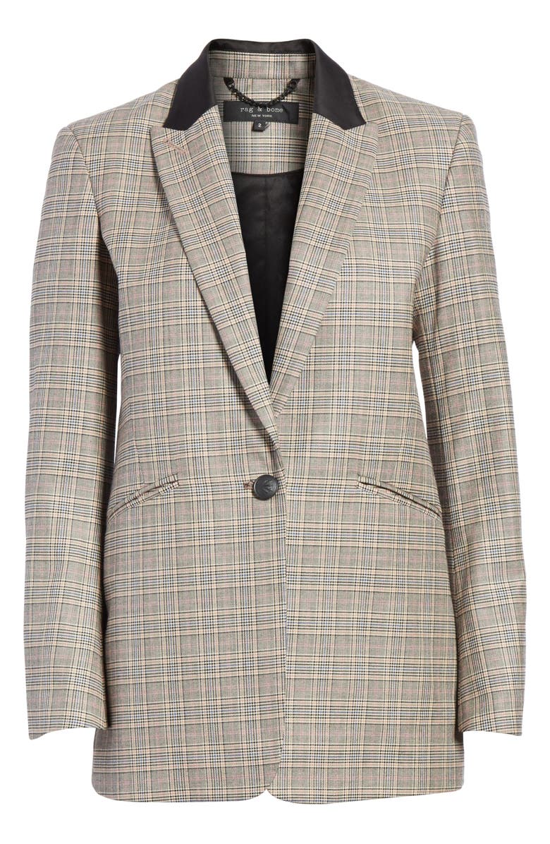 rag & bone Ridley Glen Plaid Wool & Cotton Blazer, Alternate, color, Black/ Ivory