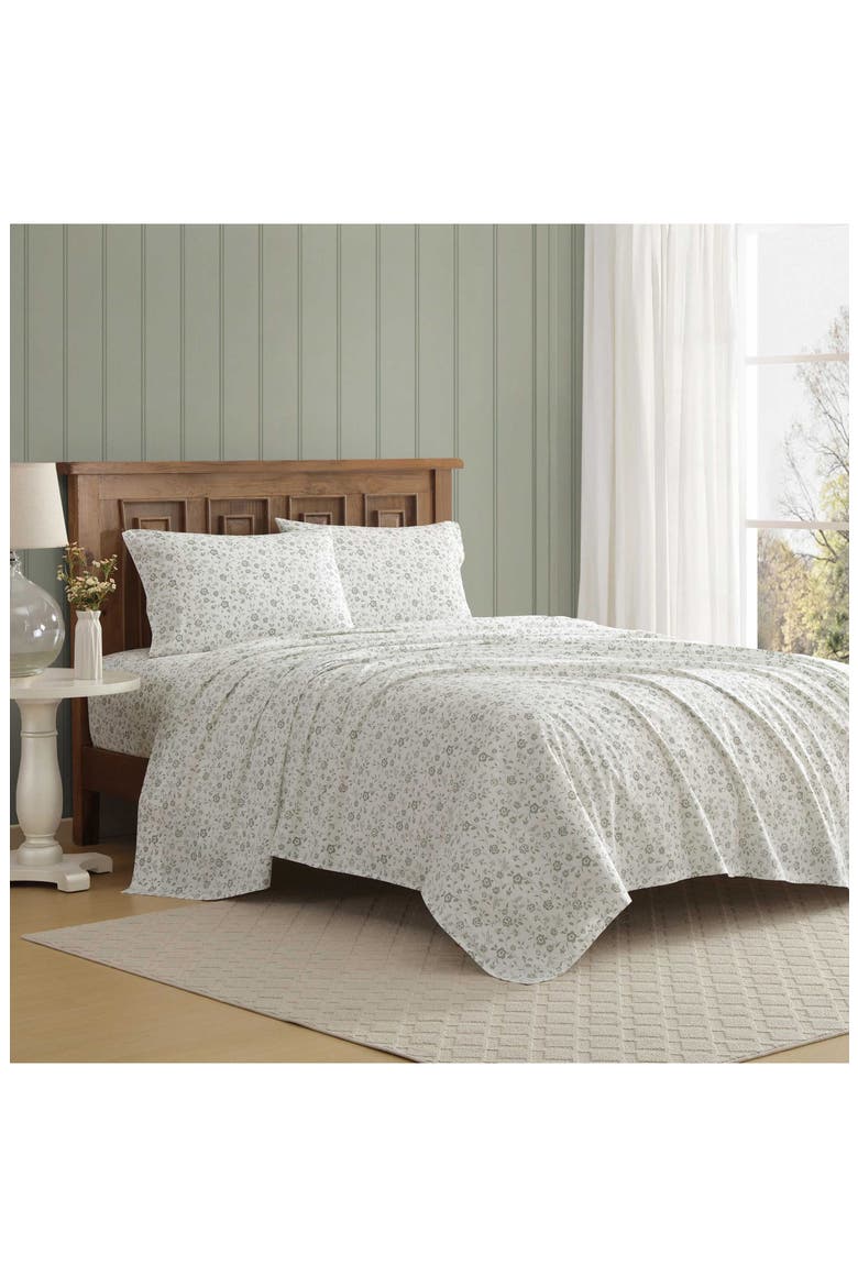 Miranda Floral 200 Thread Count Cotton Percale Sheet Set, Alternate, color, LIGHT/ GREEN