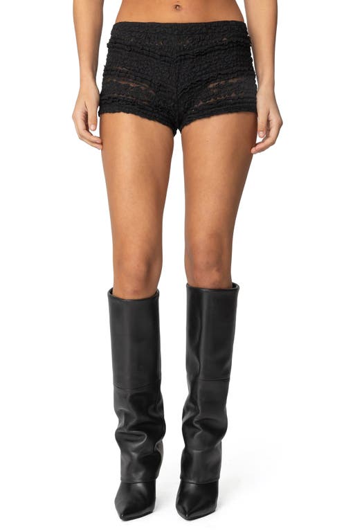 Shop Edikted Maisley Sheer Lace Shorts In Black