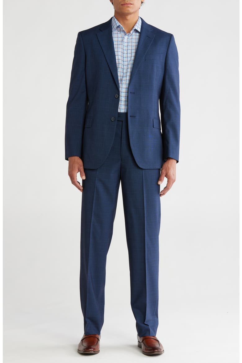 Nacy Plaid Mélange Suit, Main, color, BLUE PLAID