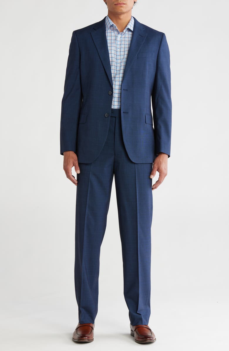 Nautica Nacy Plaid Mélange Suit, Main, color, Blue Plaid