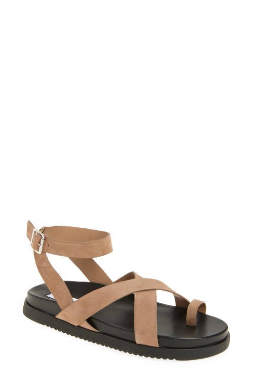 Steve Madden Mira Ankle Strap Platform Sandal In Taupe Nubuck
