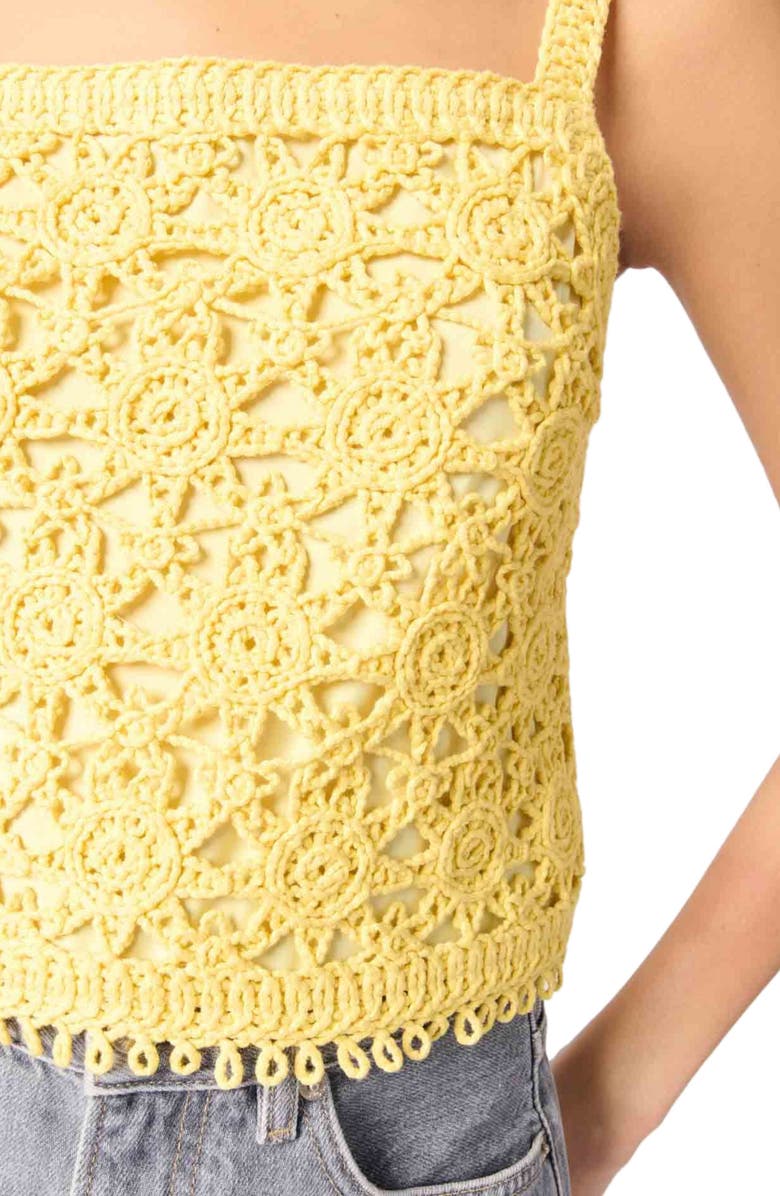maje Crochet-knit Crop Top, Alternate, color, Yellow Banana