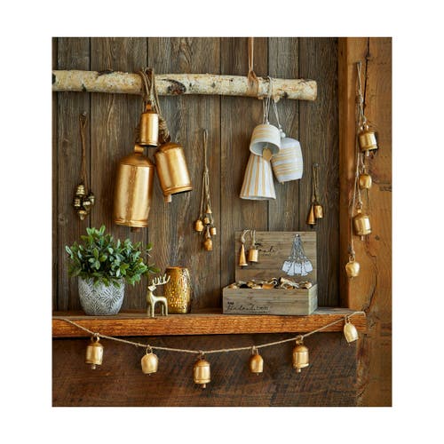 Tag Vine Bell Jute Rope Hanger Decorative Antique Silver In Gray