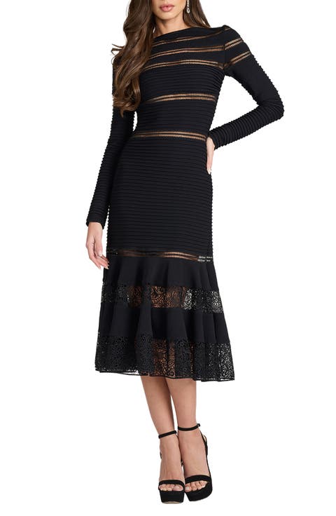 Pintuck Flare Midi Dress
