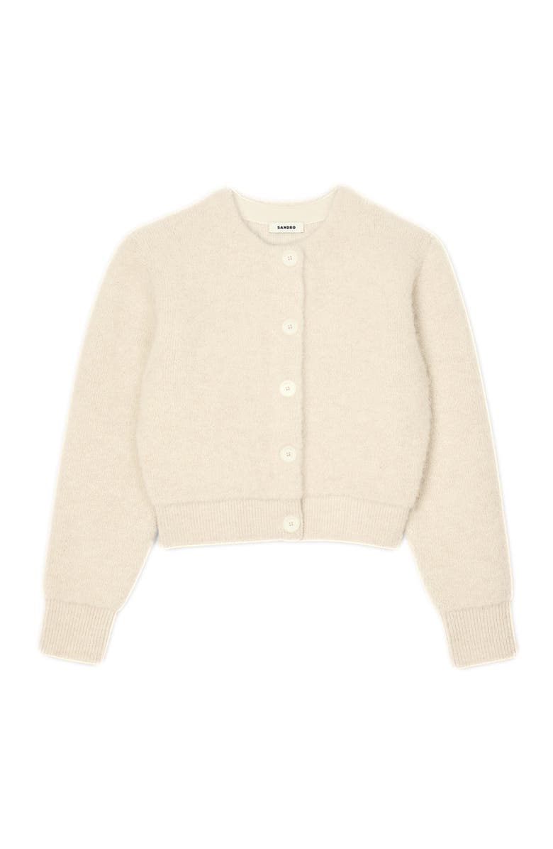 SANDRO Cropped fluffy knit cardigan, Alternate, color, 