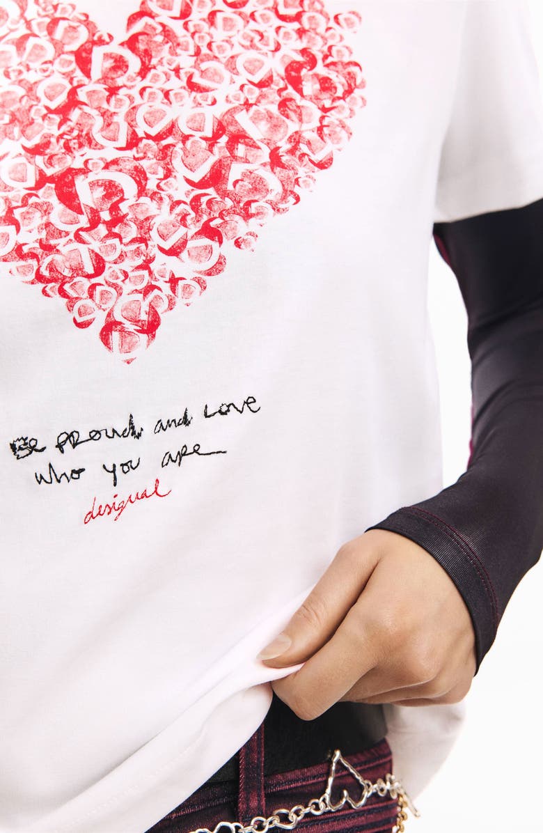 Desigual Love Graphic T-Shirt, Alternate, color, White
