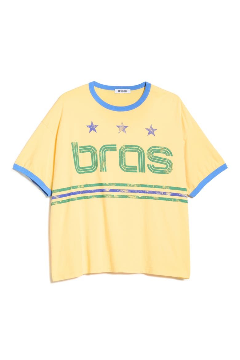 Brazil World Cup Graphic Cotton Ringer T-Shirt, Alternate, color, HOLLYWOOD GOLD COMBO