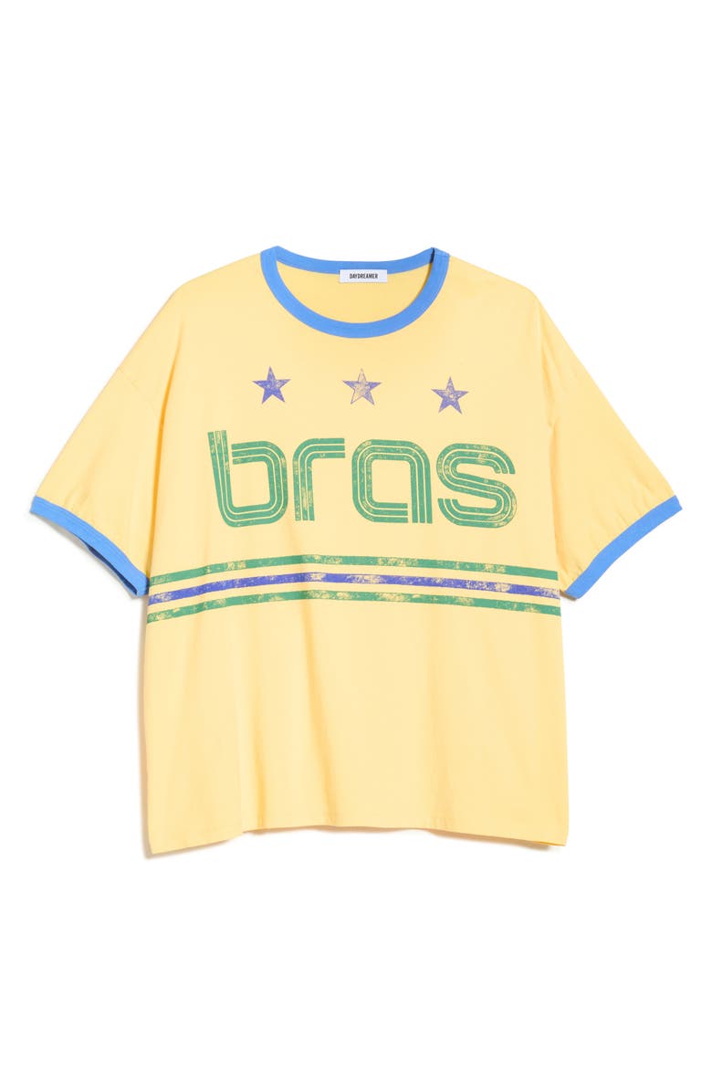 Daydreamer Brazil World Cup Graphic Cotton Ringer T-Shirt, Main, color, Hollywood Gold Combo