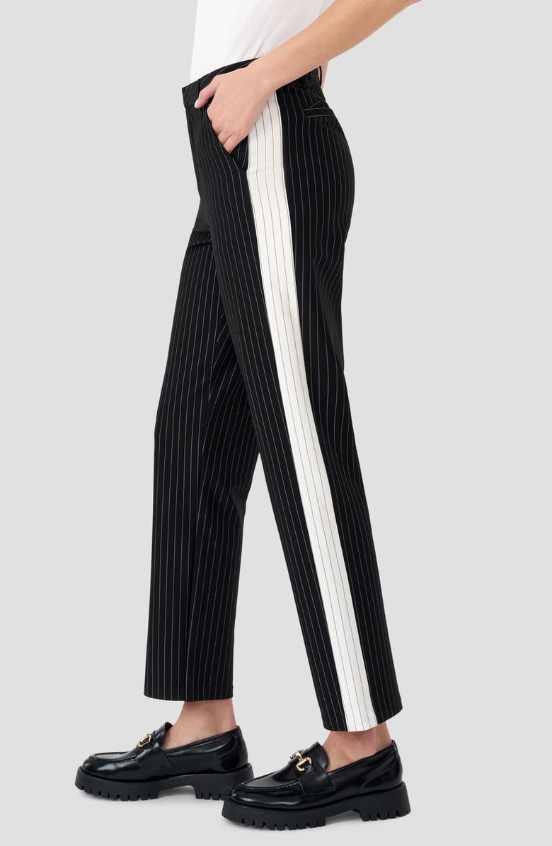 RM Rebecca Minkoff Pinstripe Pants, Alternate, color, Black