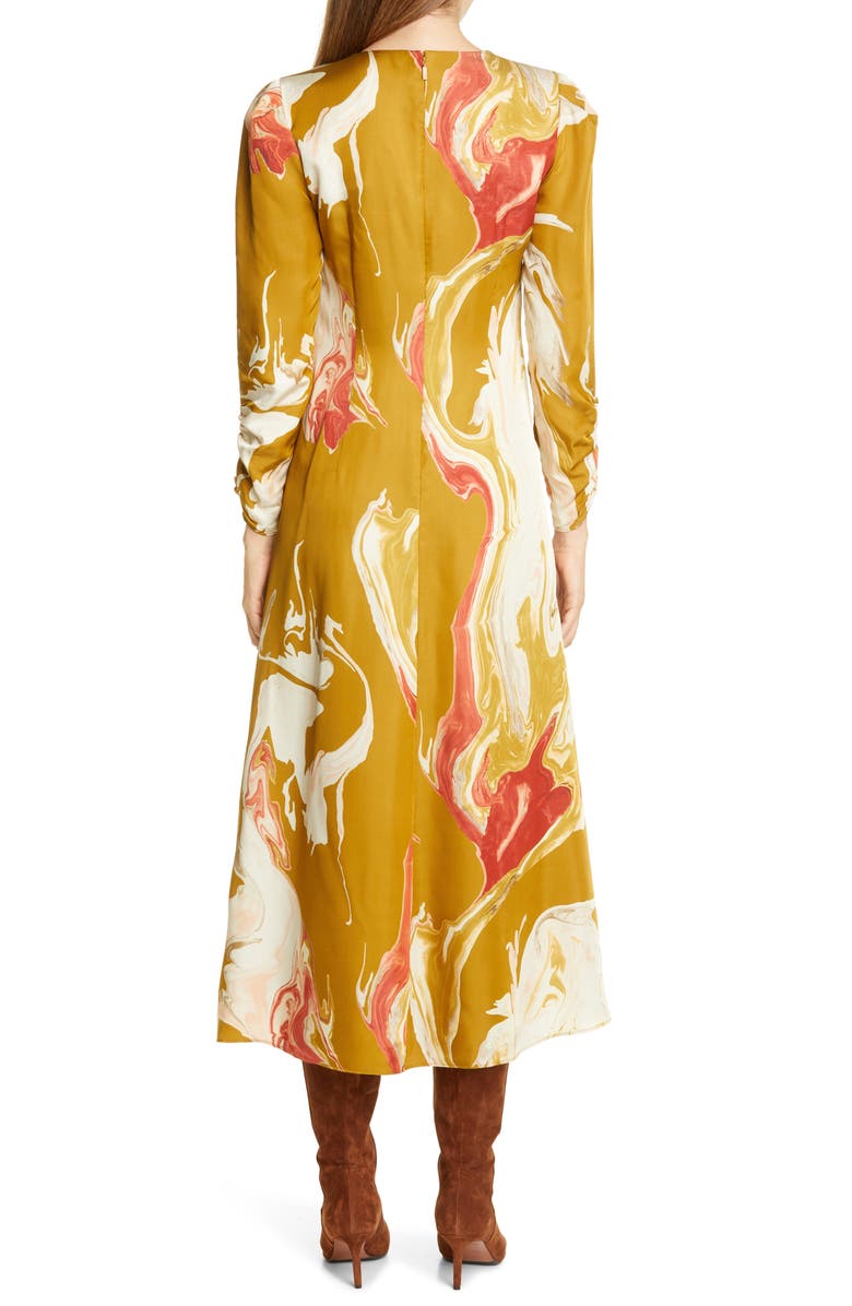 Lafayette 148 New York Astrid Ruched Long Sleeve Midi Dress, Alternate, color,