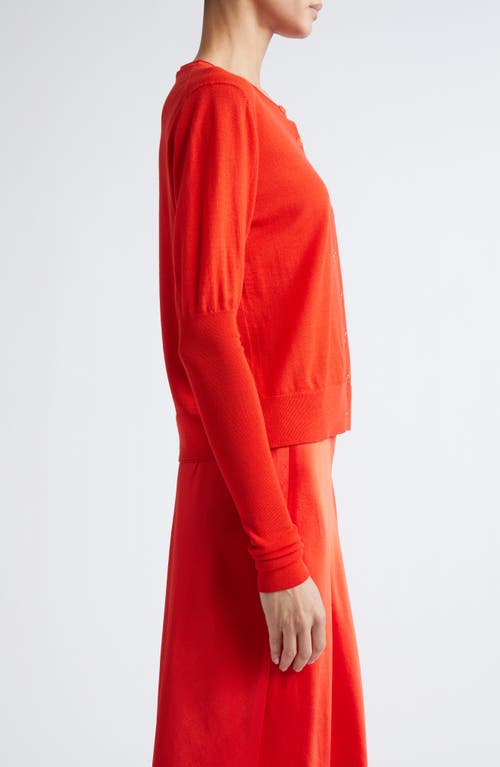 Jason Wu Collection Puff Sleeve Merino Wool Cardigan In Orange