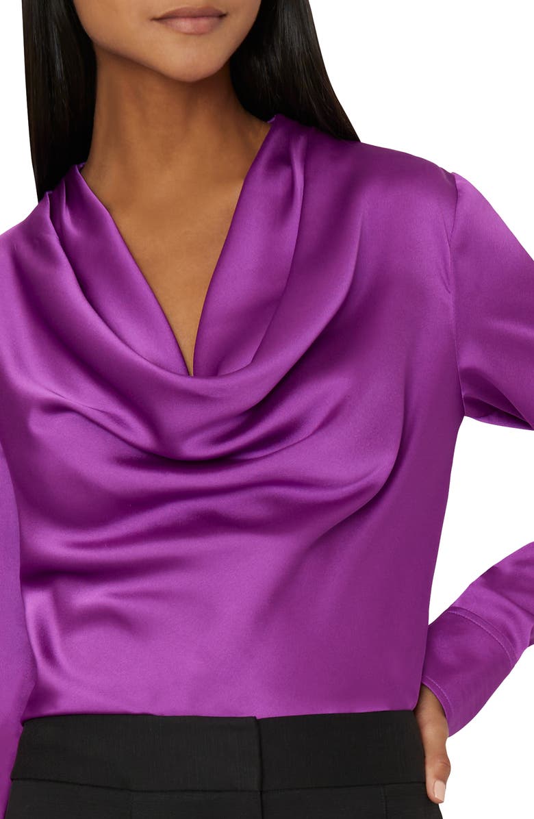 Milly Nancy Cowl Neck Satin Top, Alternate, color,