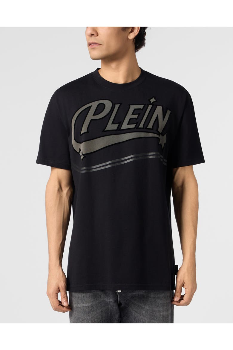 Round Neck T-Shirt Space Logo Men, Main, color, black/black