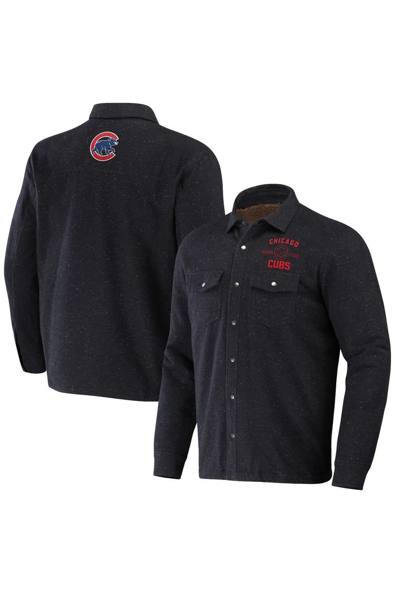 Men's Darius Rucker Collection by Fanatics Black Chicago Cubs Ringstop Full-Snap Shacket, Alternate, color, Charcoal