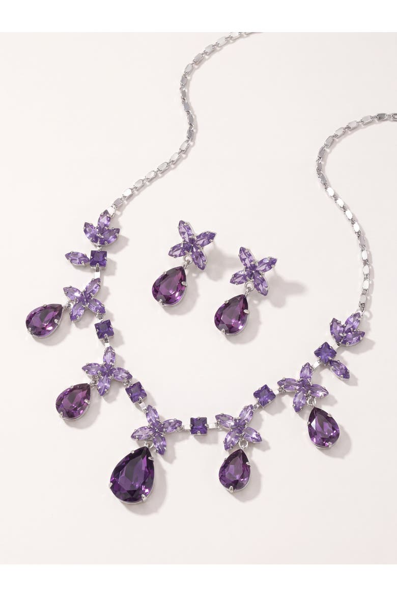 Crystal Necklace and Earrings Set, Alternate, color, Purple