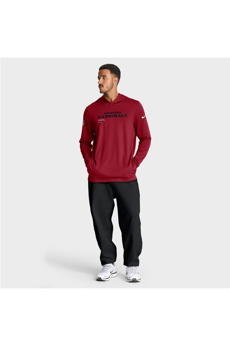 Men's Nike Cardinal Arizona Cardinals Sideline Pure Fury Performance Long Sleeve Hoodie T-Shirt, Alternate, color, Cardinal