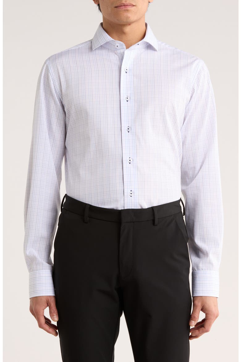 Trim Fit Check Cotton Dress Shirt, Main, color, WHITE/ BLUE/ PINK