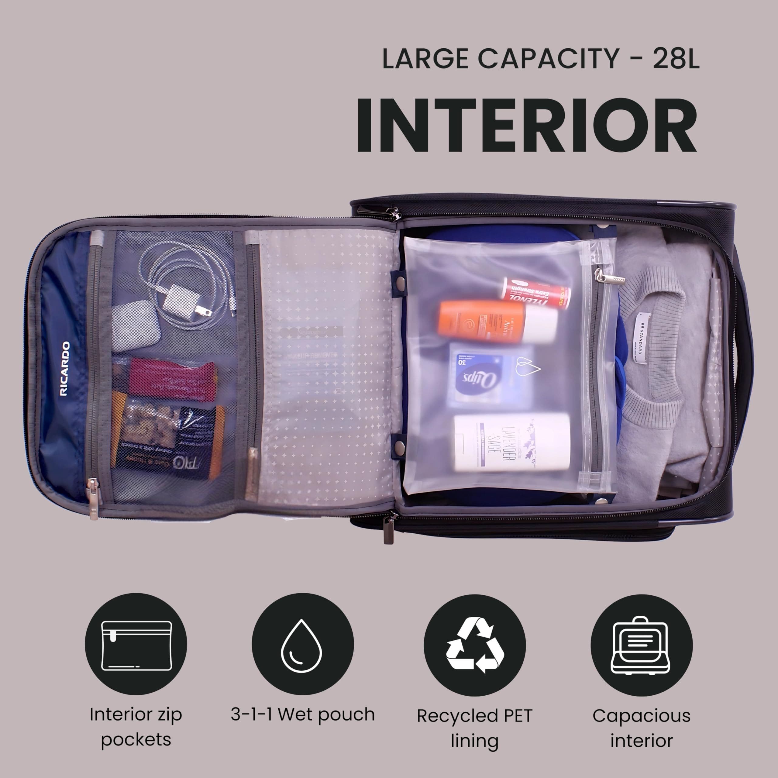 Ricardo Beverly Hills Avalon 28L Under the Seat Carry On Luggage Sustainable Travel Bag, Alternate, color, Serengeti Night