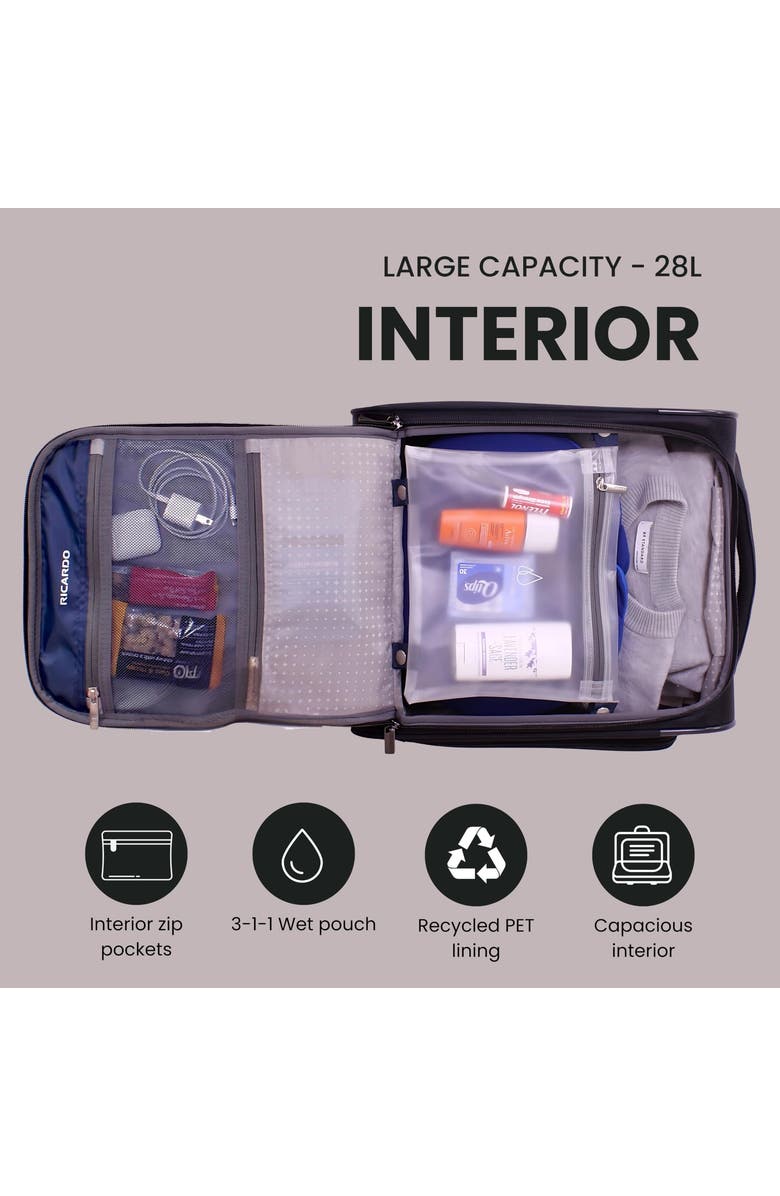 Ricardo Beverly Hills Avalon 28L Under the Seat Carry On Luggage Sustainable Travel Bag, Alternate, color, Serengeti Night