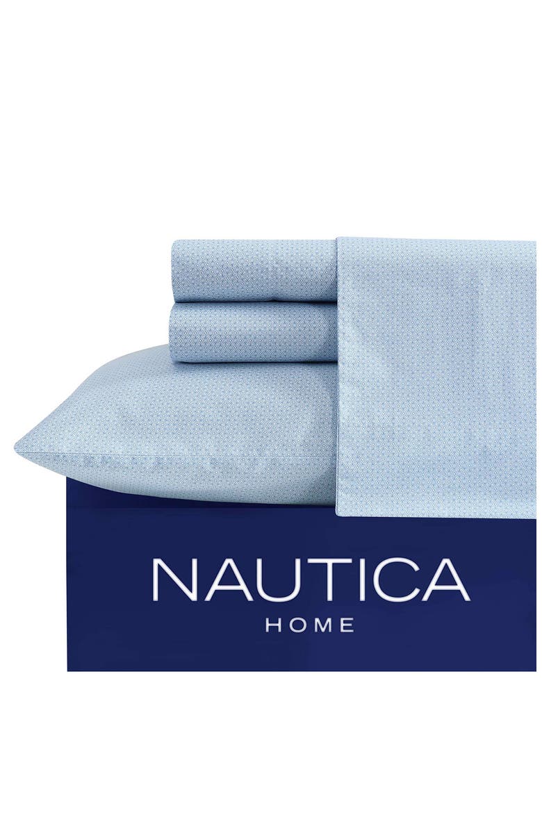 Geo Floral 200 Thread Count Cotton Percale Sheet Set, Alternate, color, LIGHT BLUE