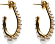 Argento Vivo Sterling Silver Faux Pearl Hoop Earrings