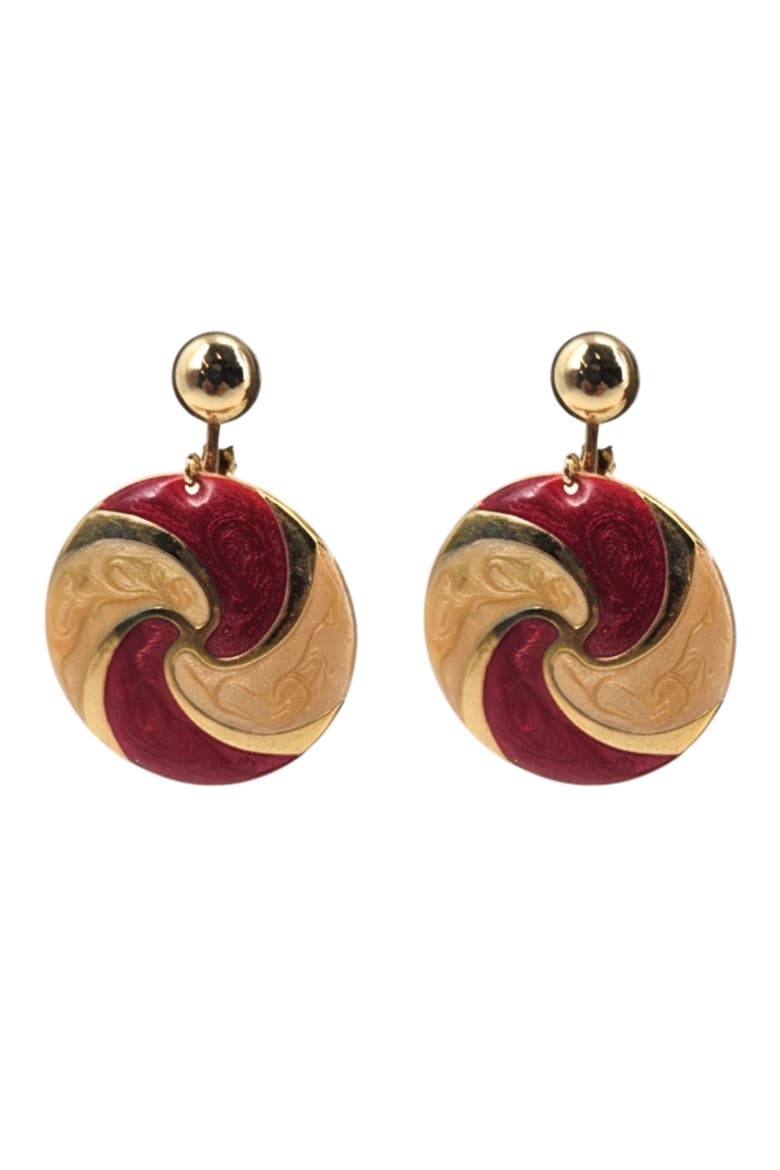Vintage 1980s Gold Swirl Clip On Earrings, Main, color, Gold