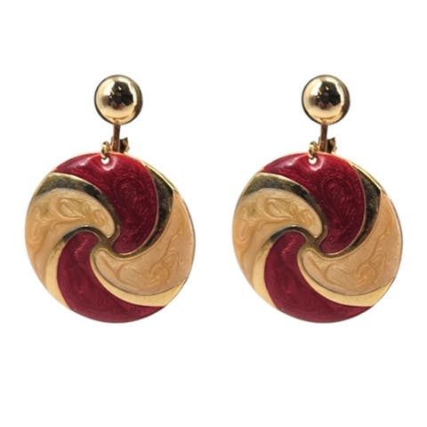 Vintage 1980s Gold Swirl Clip On Earrings