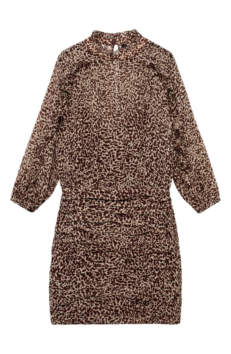 Drape Ruched Three-Quarter Sleeve Blouson Dress
