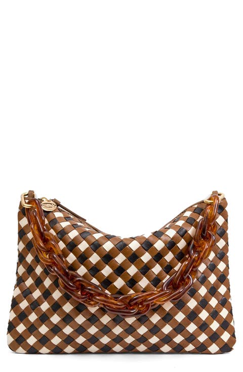 Tricolor Woven Flat Clutch Purse