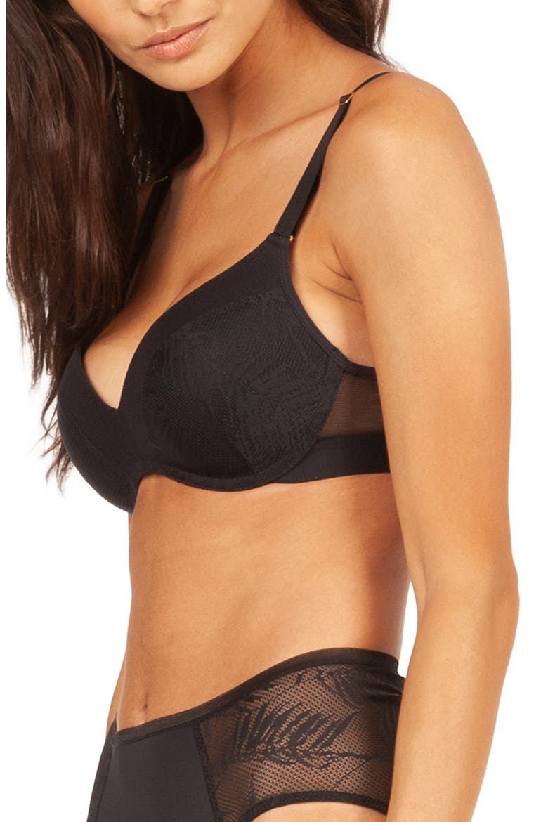 The Smooth Lace No-Wire Push-Up Bra, Alternate, color, JET BLACK
