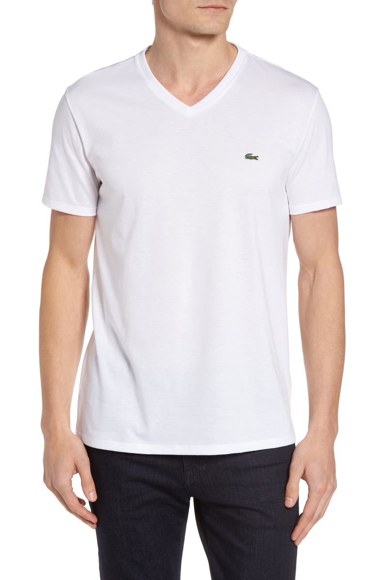 Lacoste Regular Fit V-Neck T-Shirt, Main, color, White