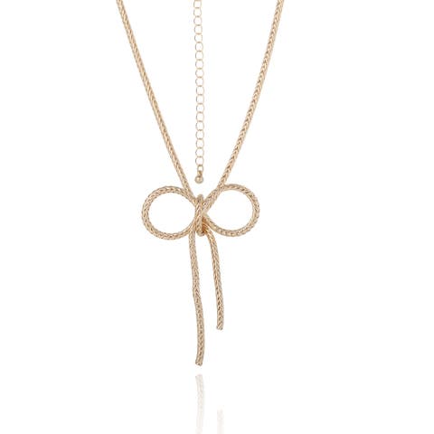 Gold Bow Pendant Chain Necklace