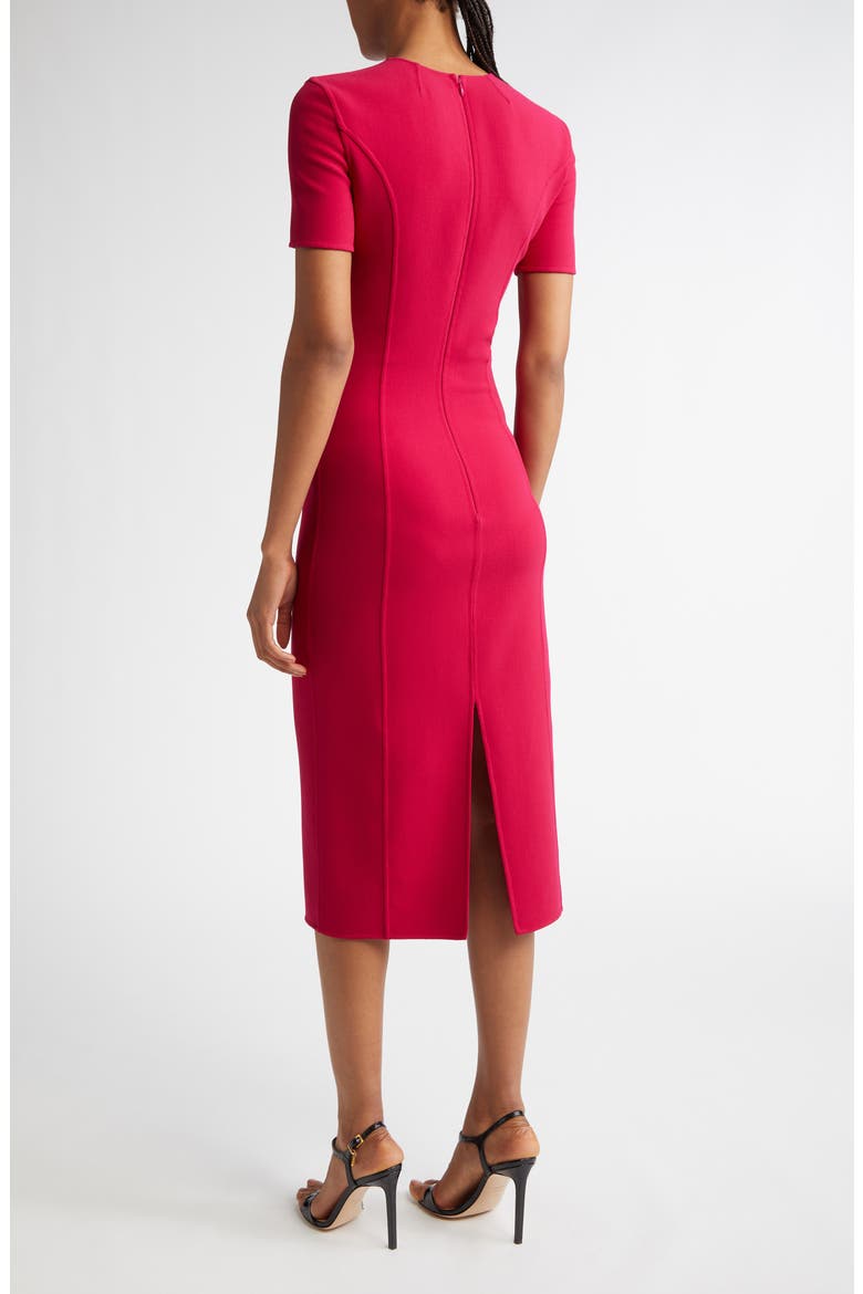 Stretch Wool Midi Sheath Dress, Alternate, color, RASPBERRY