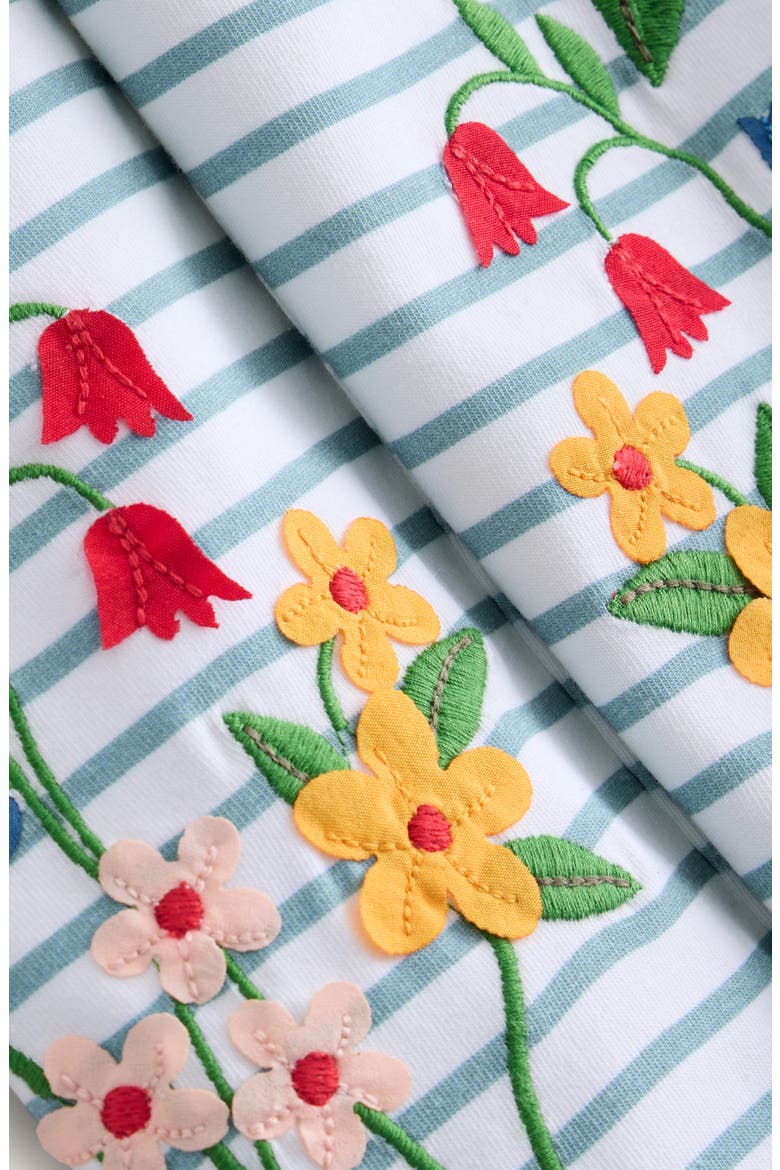 Kids' Stripe Floral Appliqué Cotton Graphic Leggings, Alternate, color, IVORY/ VINTAGE BLUE FLOWERS