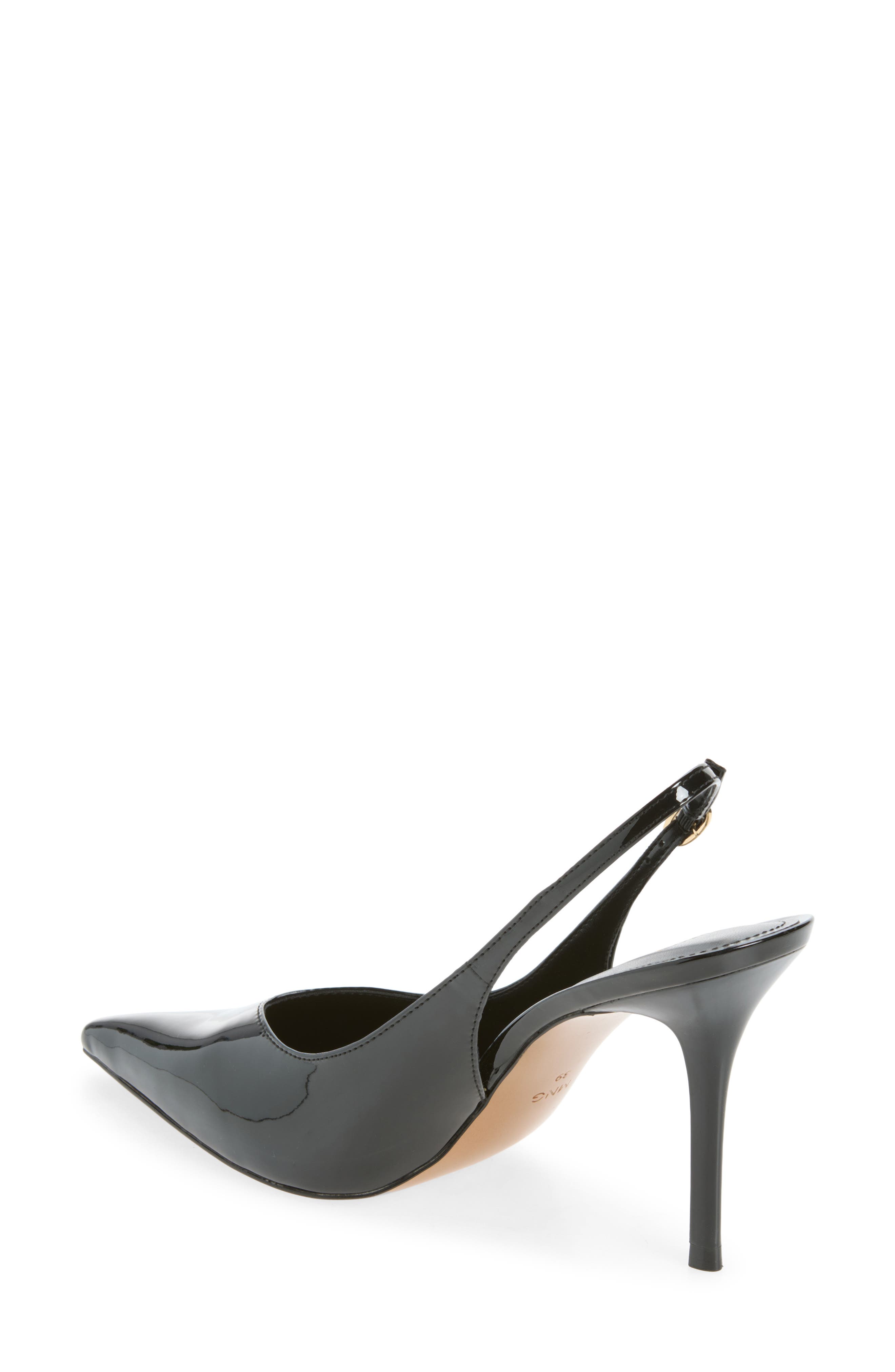 Faux Leather Slingback Pump, Alternate, color, BLACK