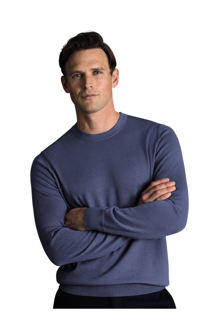Pure Merino Crew Neck Sweater, Alternate, color, Steel Blue