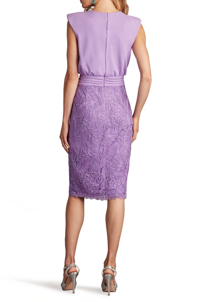 Tadashi Shoji Pleat Detail & Embroidery Sleeveless Cocktail Dress, Alternate, color, Purple Haze