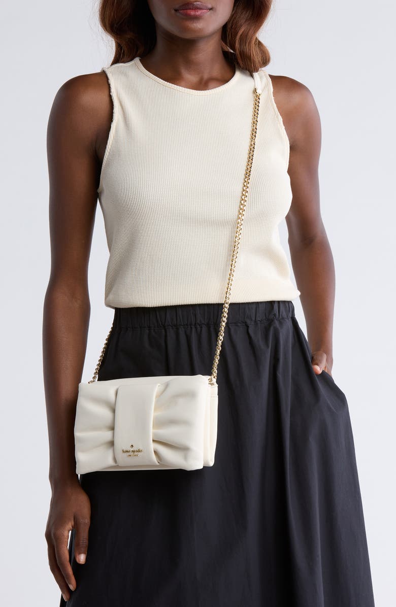 Kate Spade New York bow flap crossbody bag, Alternate, color, Meringue