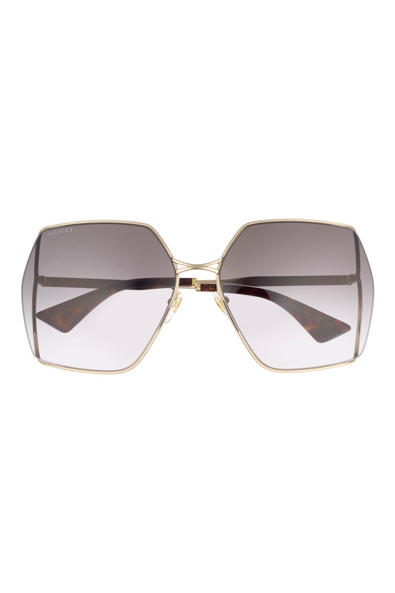 65mm Square Sunglasses, Main, color, GOLD GOLD GREY