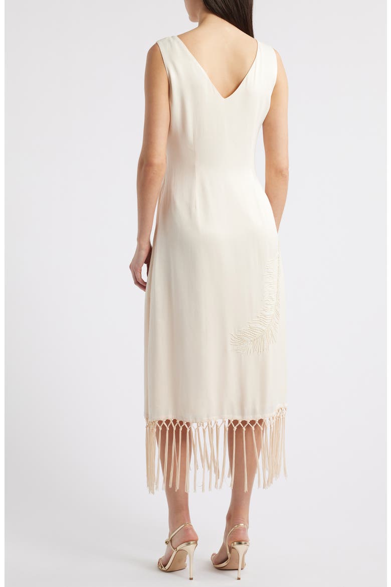 Serita Sleeveless Beaded Fringe Hem Dress, Alternate, color, CHAMPAGNE/ CREAM