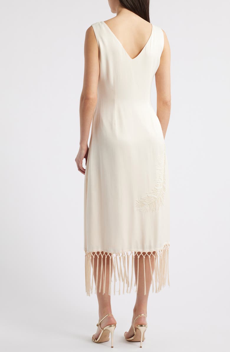 CIEBON Serita Sleeveless Beaded Fringe Hem Dress, Alternate, color, Champagne/ Cream