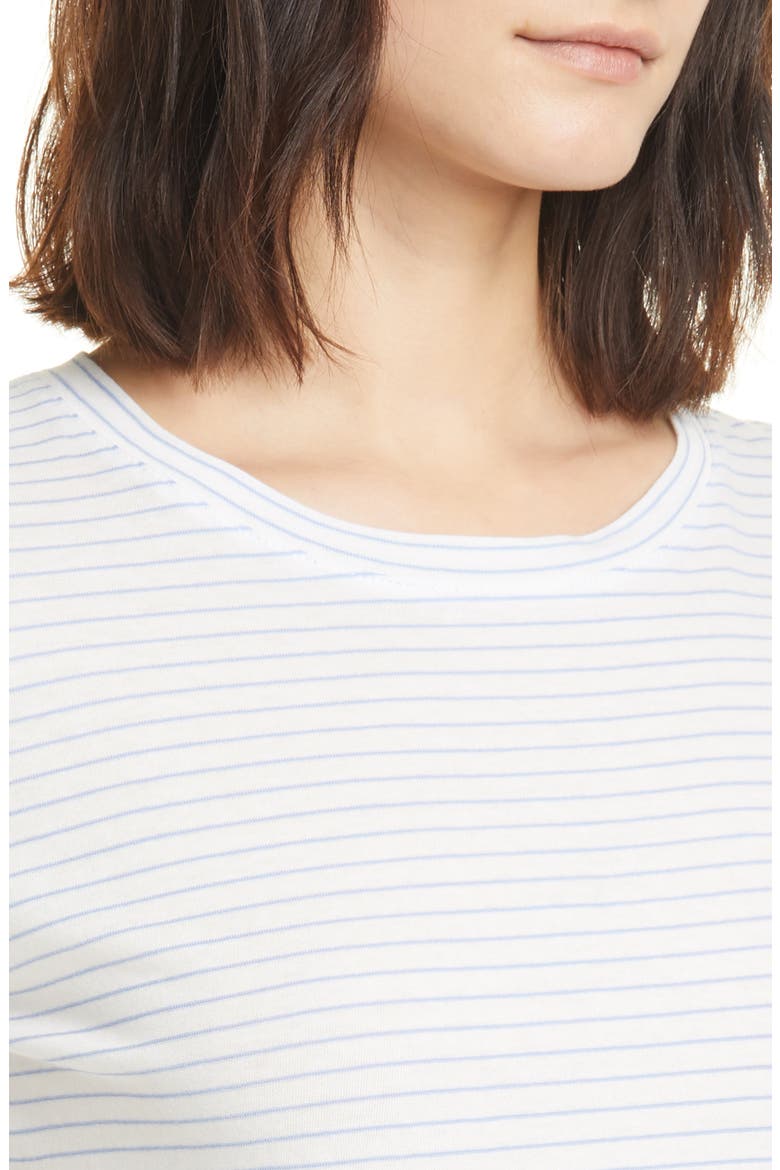 Pencil Stripe Cotton T-Shirt, Alternate, color, OPTIC WHITE/ AQUA BLOOM